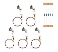 5x HO Model Street Lamp Post Light Silver Metal(Silvery) | Pre-wired LEDs, warm white glow, complete kit, fits HO trains, realistic street scene