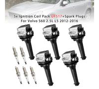 5x Ignition Coil Pack UF517+Spark Plugs Per Volvo S60 2.5L L5 2012-2016 T9
