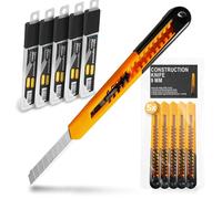 5x Instalguru Taglierino 9 mm Coltello Sicurezza Lama Segmentata Cutter Cartone Moquette Pacchi Multiuso Mini con 55x Lame di Ricambio Blocco Automatico