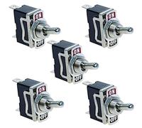 5x Interruttore a Levetta ON-OFF 15A 250V, da Pannello Professionale con Terminali Faston 6,3mm e Placchetta ON/OFF, Per Elettronica, Auto, Nautica e Fai-da-Te, Leva in Metallo (Kit 5 Pezzi)