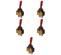 5x Interruttore ON-OFF con leva lunga, rosso luminoso, unipolare SPDT, 2 posizioni, foro montaggio 12mm, pannello, portata 12V 20A, contatti 6,35mm, levetta, 1 via, interruttore