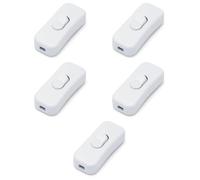 5x Interruttore passate per lampada, colore bianco, 220V 230V 2,5A, fissaggio del cavo a vite, ideale lampade da tavolo, da terra, scrivania, abat-jour, camera da letto comodino