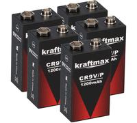 5X KRAFTMAX Litio 9V Blocco Batterie Ad Alte Prestazioni Per Rilevatori Di Fumo