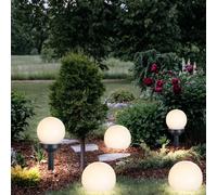 5x Lampada a Sfera Spiedo Solare Terrazza Intemperie Bianco Nero Batteria LED