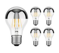 ledscom.de 5 pezzi E27 lampadina LED, A60, bianco caldo (2700 K), 6 W, 667lm, testa a specchio (argento)