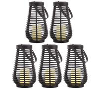 5x LED Luce esterna Lanterna Giardino Luce Solare Sensore Crepuscolare Nero H 26 cm