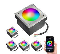 ledscom.de 5x Pietra di pavimentazione a LED NEOLUM per esterni, IP67, angolare, 10 x10cm, incl. lampadina GX53 RGB, 670lm, Smart Home