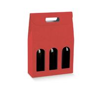 5X LINO ROSSO 27x9x38.5cm Scatola PORTABOTTIGLIE VINO da 3 posti 1BY6