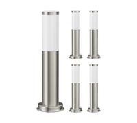 ledscom.de 5 pz. bitta luminosa PORU per esterni, acciaio inox, rotonda, 38,5 cm, incl. lampadina E27 3,99W bianco extra-caldo 471lm