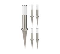 ledscom.de 5 pz. bitta luminosa PORU con picchetto a terra per esterni, acciaio inox, rotonda, 38,5 cm, incl. lampadina E27 3,99W bianco extra-caldo 471lm