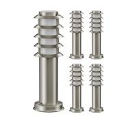 ledscom.de 5x PORU luce di bitta per esterni, IP44, griglia, 39cm, acciaio inox, incl. lampada E27 471lm, bianco extra-caldo