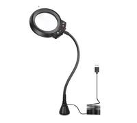 5X Magnifying Glass with Magnetic Base Gooseneck Arm 5 Color LED Light Illuminated Magnifier Lamp for Soldering/Reading