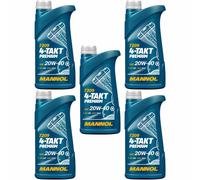 5X MANNOL 1 Litro 7209 4-Takt Premium Olio Per Moto API SM JASO MA2