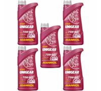 5x MANNOL 1 Litro 8109 Unigear 75W-80 Trasmissione Api GL-4/GL-5 MIL-L 2105 C