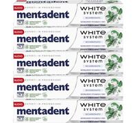5x Mentadent Dentifricio White System Bicarbonato 75ml - Sbiancante e Protettivo