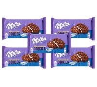 5X Milka Sensations Cookies Oreo Biscotti al Cacao con Cioccolato al Latte delle Alpi e Ripieno di Crema al gusto Vaniglia 156g [5 Confezione]