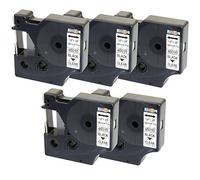 5x Nastro per Etichette compatibile per Dymo D1 45010 S0720500 Nero su Trasparente 12mm x 7m per DYMO LabelManager 160 210D 260P 280 360D 420P 500TS PnP MobileLabeler LabelPoint LabelWriter 450 Duo
