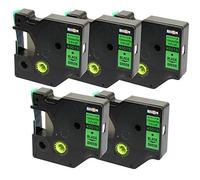 5x Nastro per Etichette compatibile per Dymo D1 45019 S0720590 Nero su Verde 12mm x 7m per DYMO LabelManager 160 210D 220P 260P 280 360D 420P 500TS PnP MobileLabeler LabelPoint LabelWriter 450 Duo