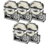 5x Nastro per Etichette compatibile per Epson SS12KW LC-4WBN LC-4WBN9 Nero su Bianco 12mm x 8m | per Etichettatrice Epson LabelWorks LW-300 LW-300L LW-400 LW-500 LW-600P LW-700 LW-900P LW-1000P