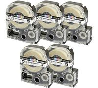 5x Nastro per Etichette compatibile per Epson ST12KW LC-4TBN LC-4TBN9 Nero su Trasparente 12mm x 8m | per Etichettatrice Epson LabelWorks LW-300 LW-300L LW-400 LW-500 LW-600P LW-700 LW-900P LW-1000P