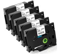 5x Nastro per Etichette Compatibile TZe211 TZ211 Nero su Bianco 6mm x 8m | per Brother P-Touch PT-H100R PT-H105 PT-H100 PT-1005 PT-1000 PT-1080 PT-1280 PT-H101c