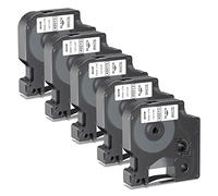 5x Nastro per Etichette Madhurlabels Compatibile In sostituzione di Dymo D1 45013 12mm x 7m S0720530 Nero su Bianco Compatibile con Dymo LabelManager 160 210D 260P 280 300 350 400 260P