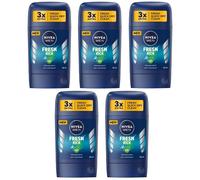 5x Nivea Fresh Kick Deodorante Solido Stick per Uomo 5x 50ml