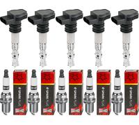 5x Nty Bobina Accensione + Champion Candela per Ford Focus II Da _ Hcp Dp 2.5 St