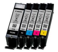 5x Originale Canon Cartucce PGI-550 CLI-551 BK/C/M/Y Multipack per Pixma 7