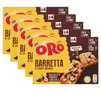 5X Oro Saiwa - Oro Barretta ai Cereali Integrali e al Cioccolato Fondente e Nocciole 160 g - Barrette, Snack