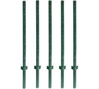 5x PALETTO A T IN FERRO PLASTIFICATO VERDE PALO PER RECINZIONE (150)