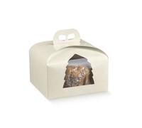 5X PELLE BIANCO 24.5x24.5x13cm Scatola porta Panettone e Finestra Albero 1BYB