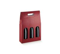5X PELLE BORDEAUX 27x9x38.5 cm Scatola PORTABOTTIGLIE VINO 3 posti 1BY9
