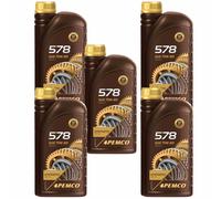 5X PEMCO 1 Litro IPOID 578 75W-80 GL-4 / GL-5 Olio Per Cambio Manuale API GL-4