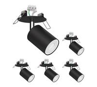 5x Plafoniera da incasso WAIKA orientabile nera opaca rotonda 80mm Ø 1x GU10