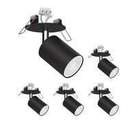 5x Plafoniera da incasso WAIKA orientabile nera opaca rotonda 80mm Ø 1x GU10