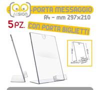 5x PORTA MESSAGGIO/BIGLIETTO DA VISITA A4 297x210 da banco portadepliant info