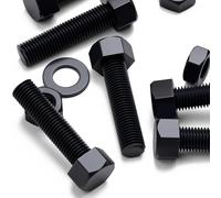 5x PP Viti a Testa Esagonale Bulloni e dadi, Nero M16x 65mm