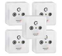 5x PremiumX PX3 Presa per antenna, presa a 3 vie Presa per antenna, presa singola e linea di derivazione, presa multimediale SAT-TV-RADIO HD da incasso, da incasso