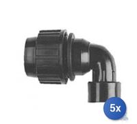 5x RACCORDO IN POLIPROPILENE PN 16 CURVO FEMMINA 20x1.2