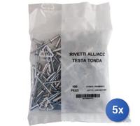 5x Rivetti Alluminio Conf Pz 100 Mm 3,4X14