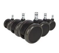 5x ROLO 10mm/65mm Pavimenti duri - Rotelle per Sedia Nero