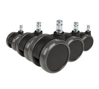 5x ROLO 11mm/65mm Pavimenti duri - Rotelle per Sedia Nero