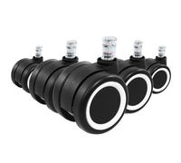 5x ROLO COLOR 60 11mm/60mm Pavimenti duri - Rotelle per Sedia Nero/Bianco