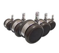 5x ROLO LUX 11mm/65mm Pavimenti duri - Rotelle per Sedia Cromo/Nero