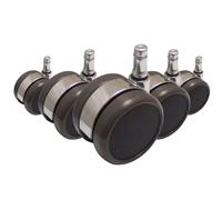 5x ROLO LUX 11mm/65mm Pavimenti duri - Rotelle per Sedia Nero / argento