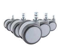5x ROLO MOVE 60 11mm/60mm Pavimenti duri - Rotelle per Sedia Bianco/Grigio