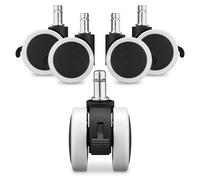 kwmobile 5x Rotelle Sedia Ufficio 11mm/50mm - Ruote Antigraffio Pavimenti Delicati - Rotelline di Ricambio Sedie Girevoli - con Freno - Bianco/Nero