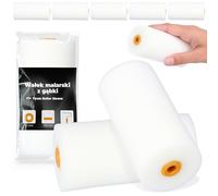 5x Rullo Schiuma 10 cm Vernice Smalto Lacca Superfici Lisce Pareti Mobili Stesura Uniforme Asciugatura Veloce Impugnatura Comoda Perfetto Restauri Decorazione Interni