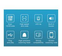 5X Scanner di Codici A Barre Cablato USB Universale 1D/2D Lettore di Codici QR Portatile Lettore POS Mobile Plug e Supporto Negozio Logistico